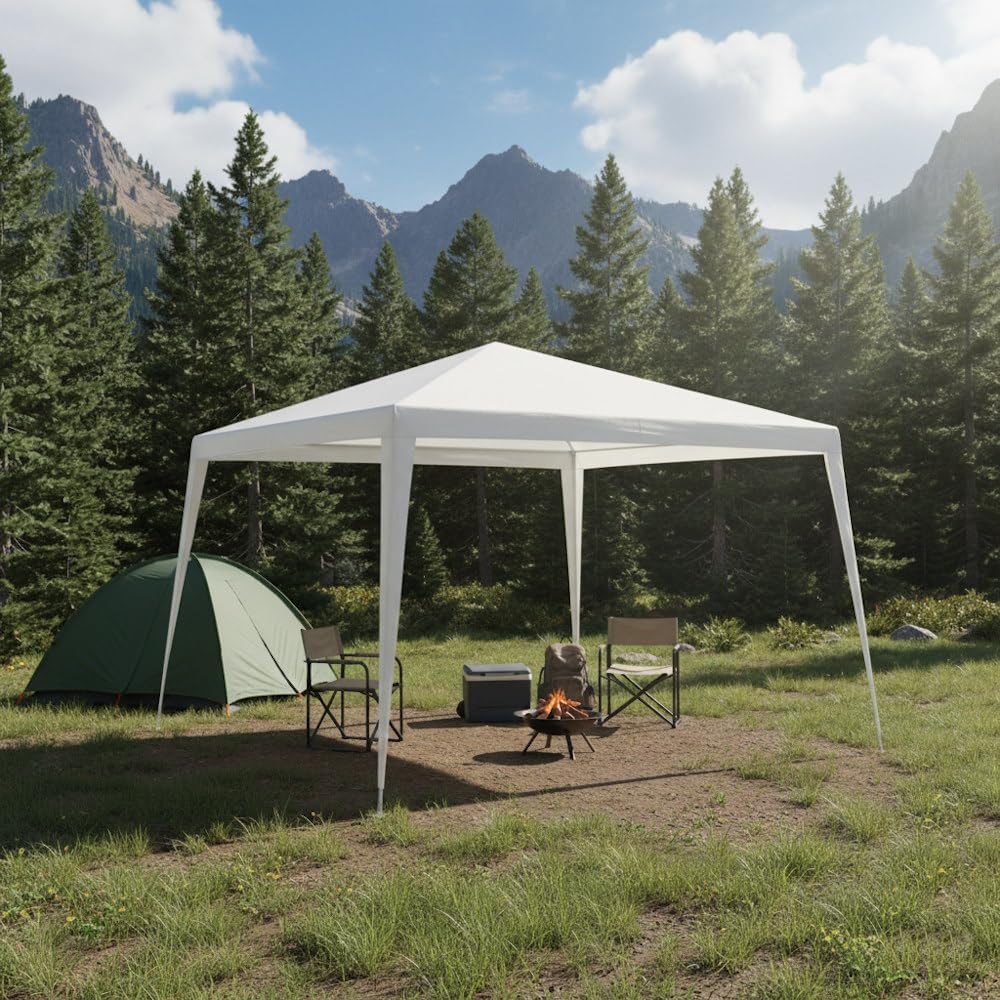 Carpa Desmontable 3x3 m Impermeable Blanca – Estructura de Acero Resistente, Cubierta de Rafia, Incluye Piquetas y Vientos – Ideal para Jardín, Eventos y Mercado