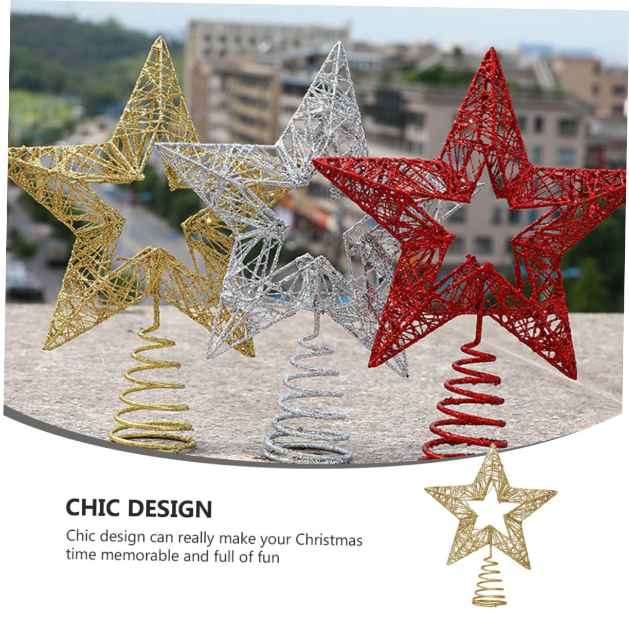 Zerodeko 3stücke Weihnachtsbaumspitze Goldene Fünfzackige Stern Dekoration Für Weihnachtsbaum Festliche Baumspitze Für Hotel Und Zuhause Und