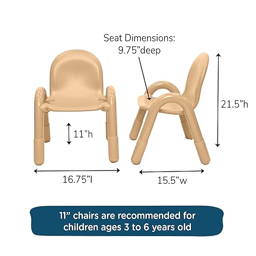 Miniatura 2 de Angeles Baseline - Silla infantil de 11 pulgadas, color bronceado, paquete de 2, solución de asiento ergonómico apilable para aulas y escuelas en