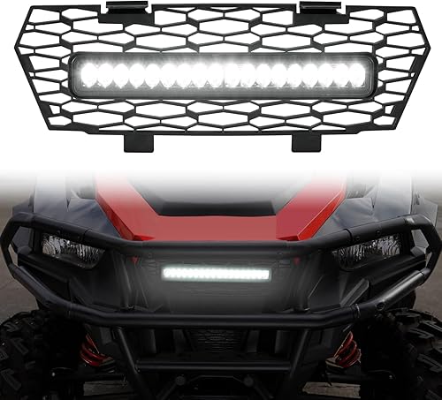 A & UTV PRO - Luz de parrilla delantera para UTV, rejilla de malla con barra de luz LED, protector de radiador para accesorios Polaris General 10004