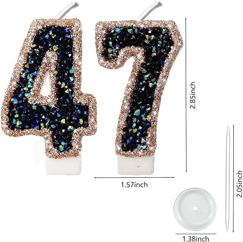 Miniatura 372 de Velas de números con purpurina de oro rosa de 2.8 pulgadas, muchos colores, regalos de cumpleaños de 22 años, velas de cumpleaños, velas de números