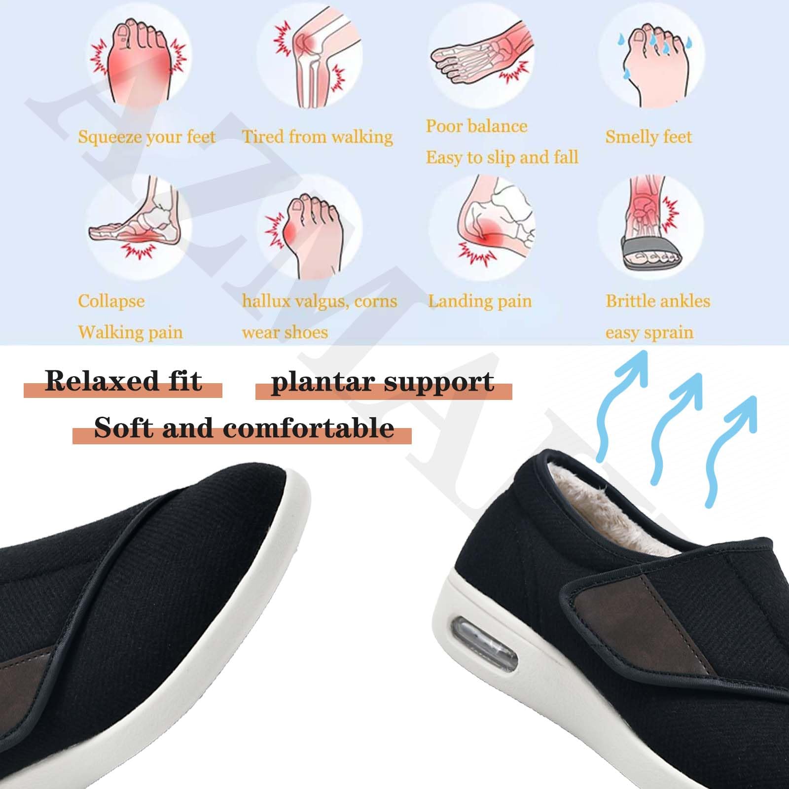 Zapatos Antideslizantes para Caminar para Ancianos Suela de Goma Muy Flexible Ideal para Diabéticos para Hombre Diabetico Zapato Deportivo Casual Zapatos de Caminar,Gris,37.5 EU