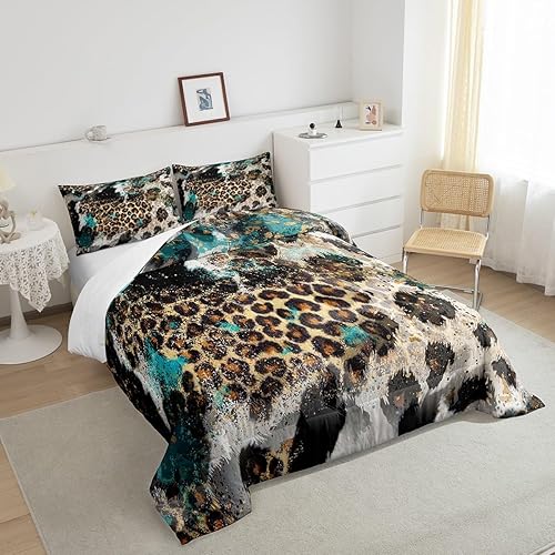 Miniatura 7 de Juego de edredón para niños con estampado de leopardo tamaño Queen, decoración de dormitorio para niños, niñas y adultos, edredón de plumón con