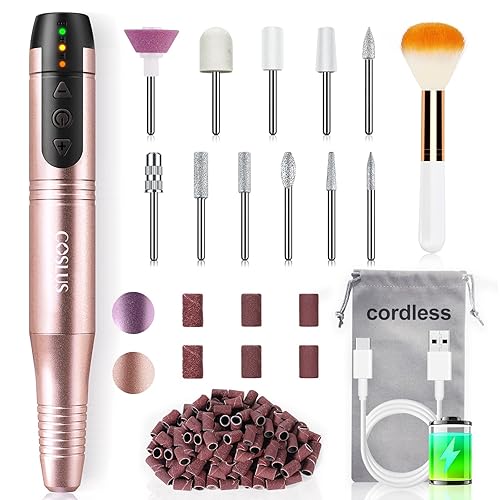 Taladro de uñas inalámbrico - Lima eléctrica profesional para uñas de gel acrílico kit de máquina de taladro de uñas portátil para manicura pedicura