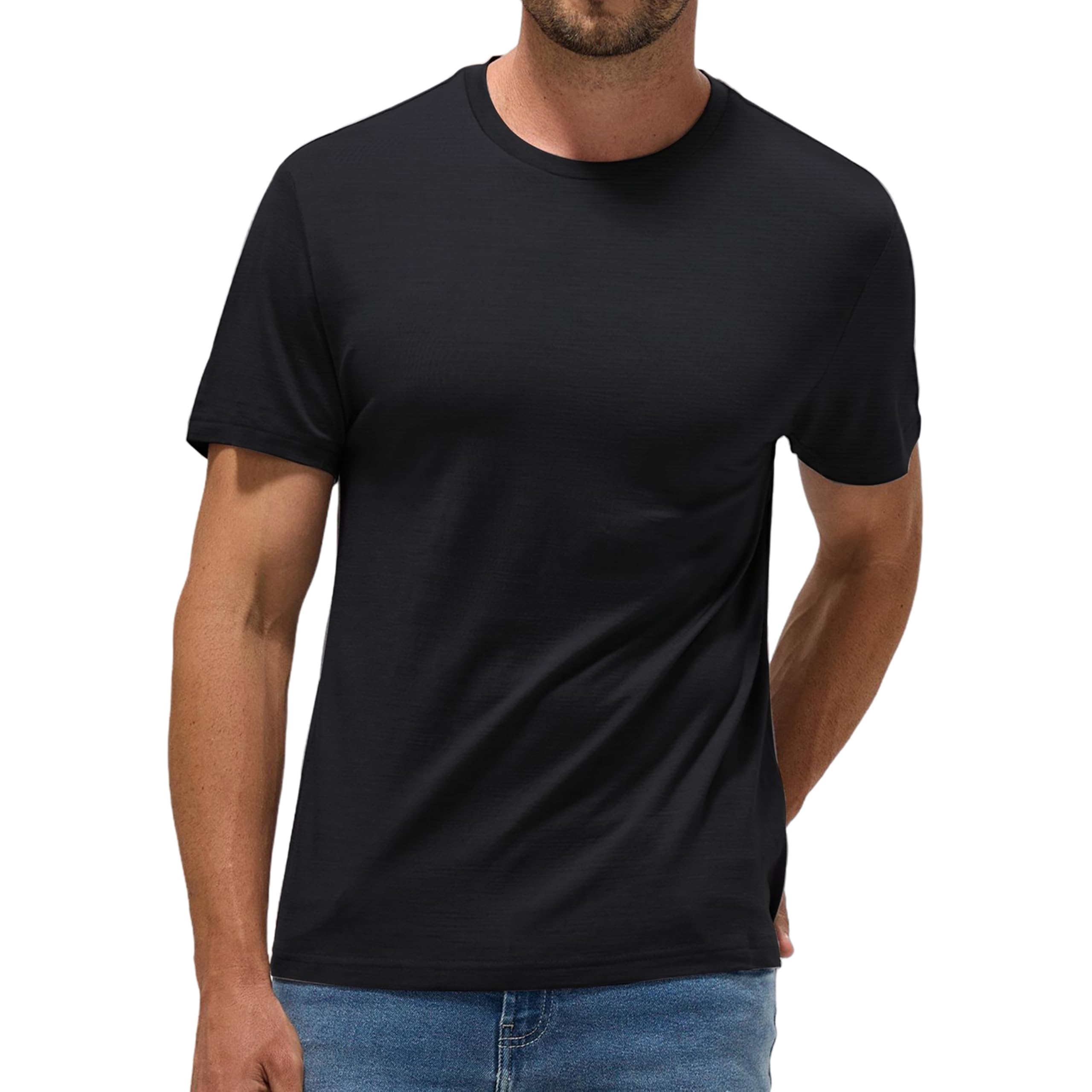 Men's Merino Wool T-Shirt for Summer | Thermoregulating & Odor-Free | Beach, Hiking, Travel Essentials Black