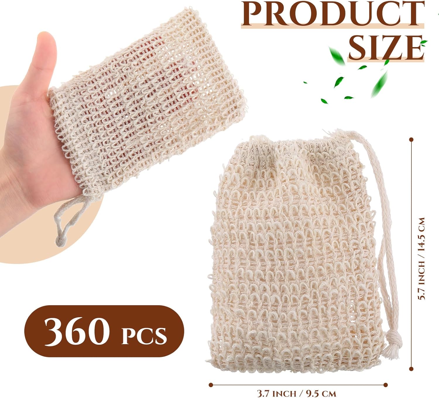 Rtteri 150 Pcs Soap Exfoliating Bag, Natural Sisal Soap Pouch Saver Body Shower Bar Mesh Body Net with Drawstring for Foaming and Drying - Image 2