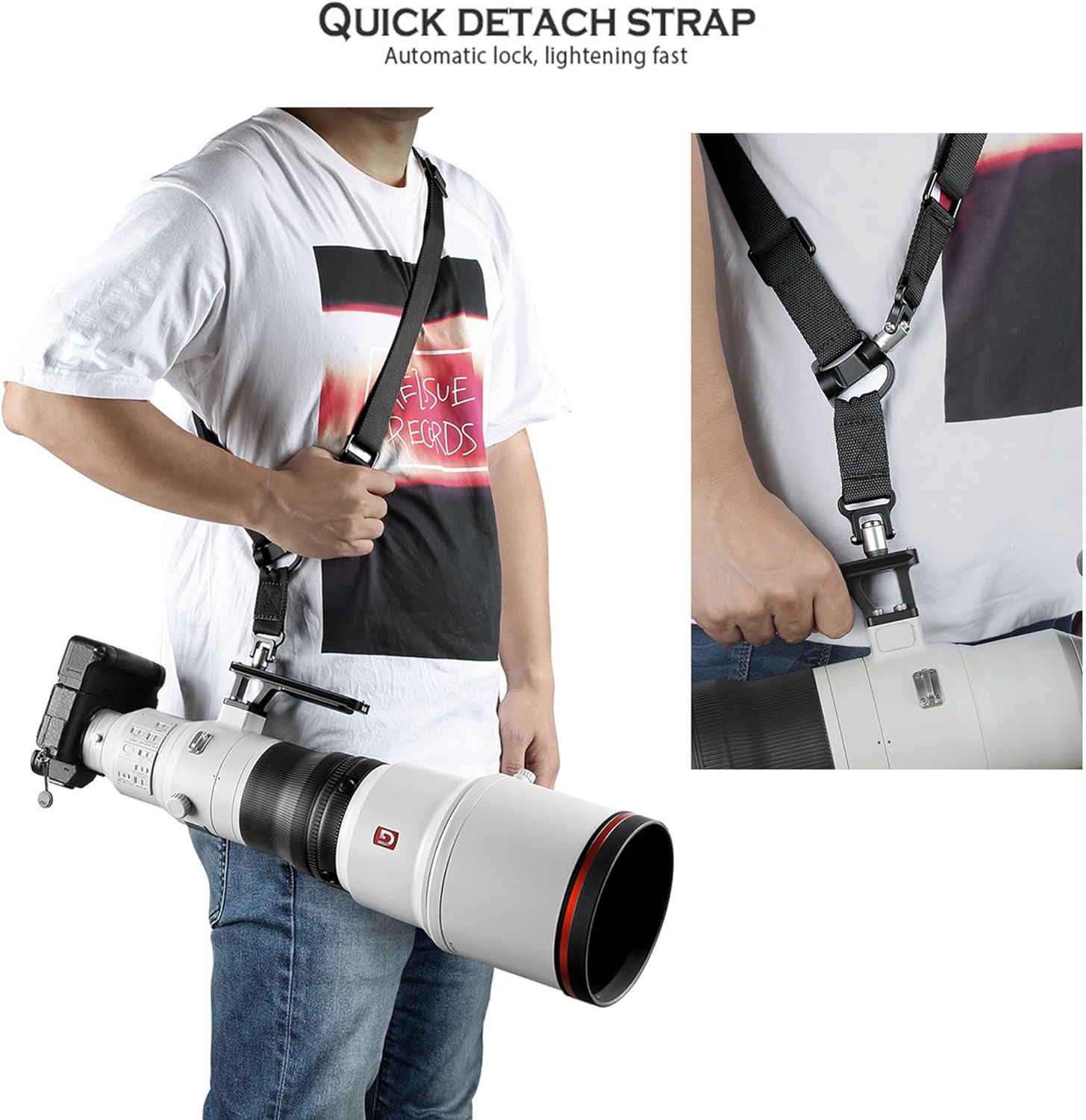 Leofoto SP-01 Push Button Quick Detach Modular Tripod Strap, Left/Right Handed, Nylon Webbing