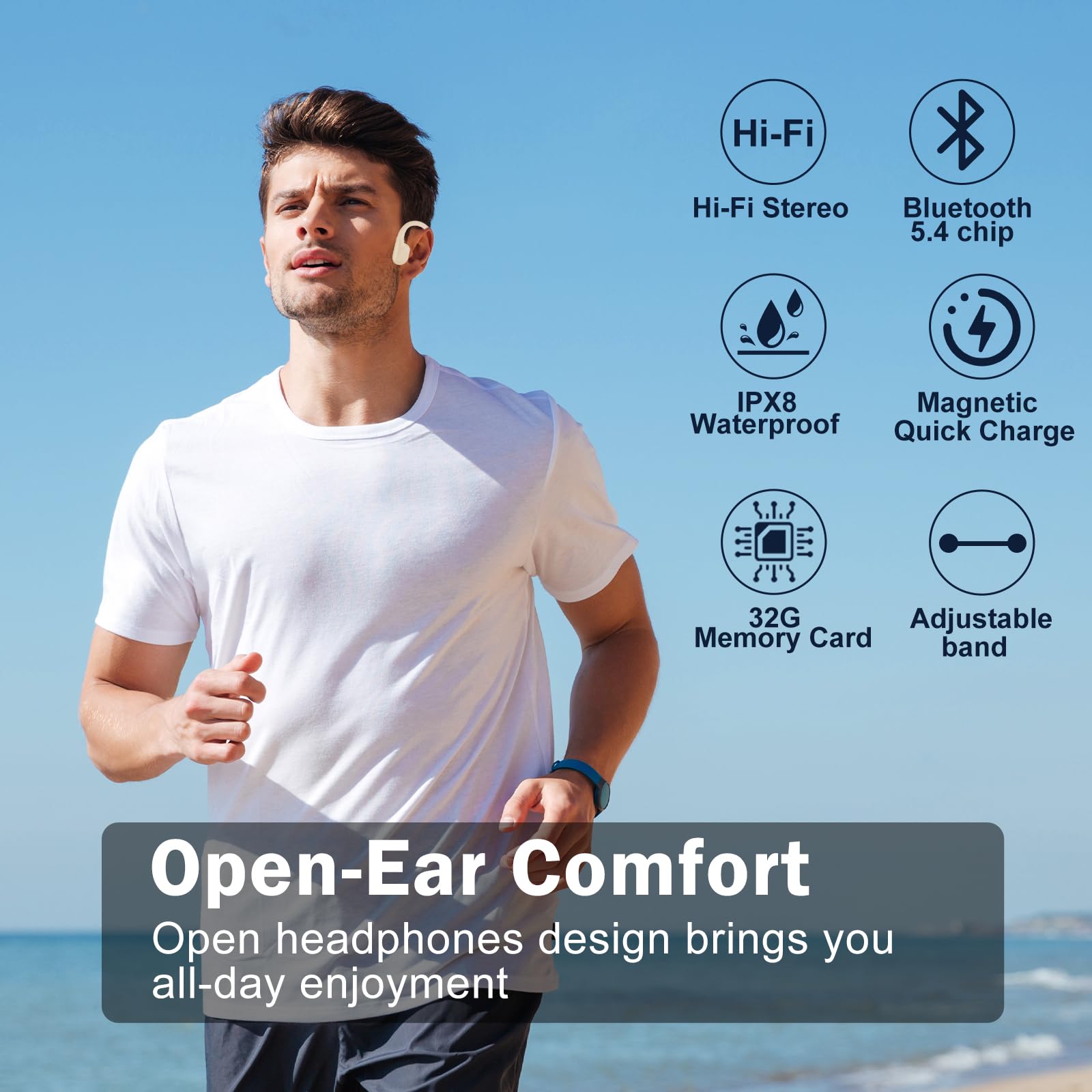 LiteSurge - Cuffie per nuoto a conduzione ossea, impermeabili, IP68, auricolari aperti Bluetooth 5.4, con memoria MP3 da 32 GB, per nuoto, maratona, colore: viola