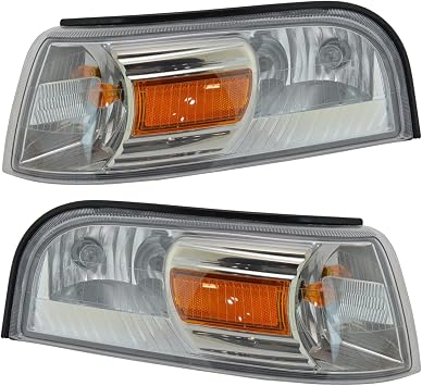2 Piece Driver & Passenger Side Front Corner Light Assembly Set Compatible with 2006-2011 Mercury Grand Marquis FO2526103 FO2527103