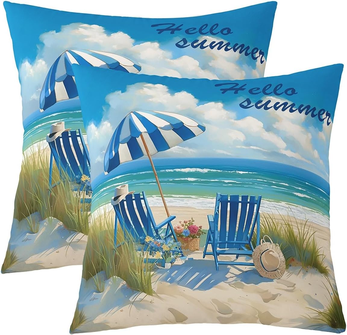 Castle Fairy Afican Lion Pillow Covers for Sofa Couch Chair Cherry Blossom Tree Throw Pillow Covers Tropical Wild Animal Outdoor Pillow Cover 3D Lions Wildlife Cushion Cover 24"x24",Set of 2