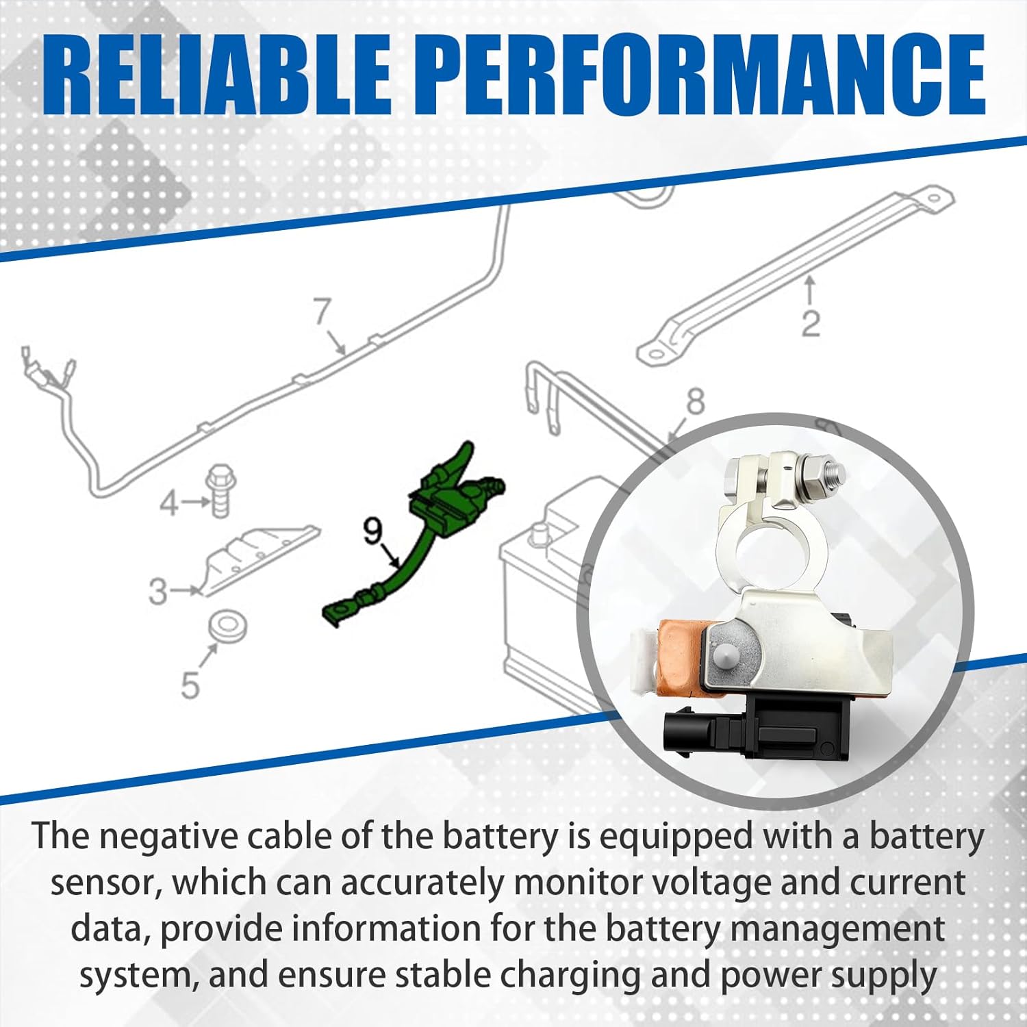 61219117877 Battery Current Sensor Compatible with BMW 320i 2013-2018, BMW 230i 2017-2021 with Line Battery Terminal End Sensor Replace 61217631106 61217631109 61219306405 61219322900