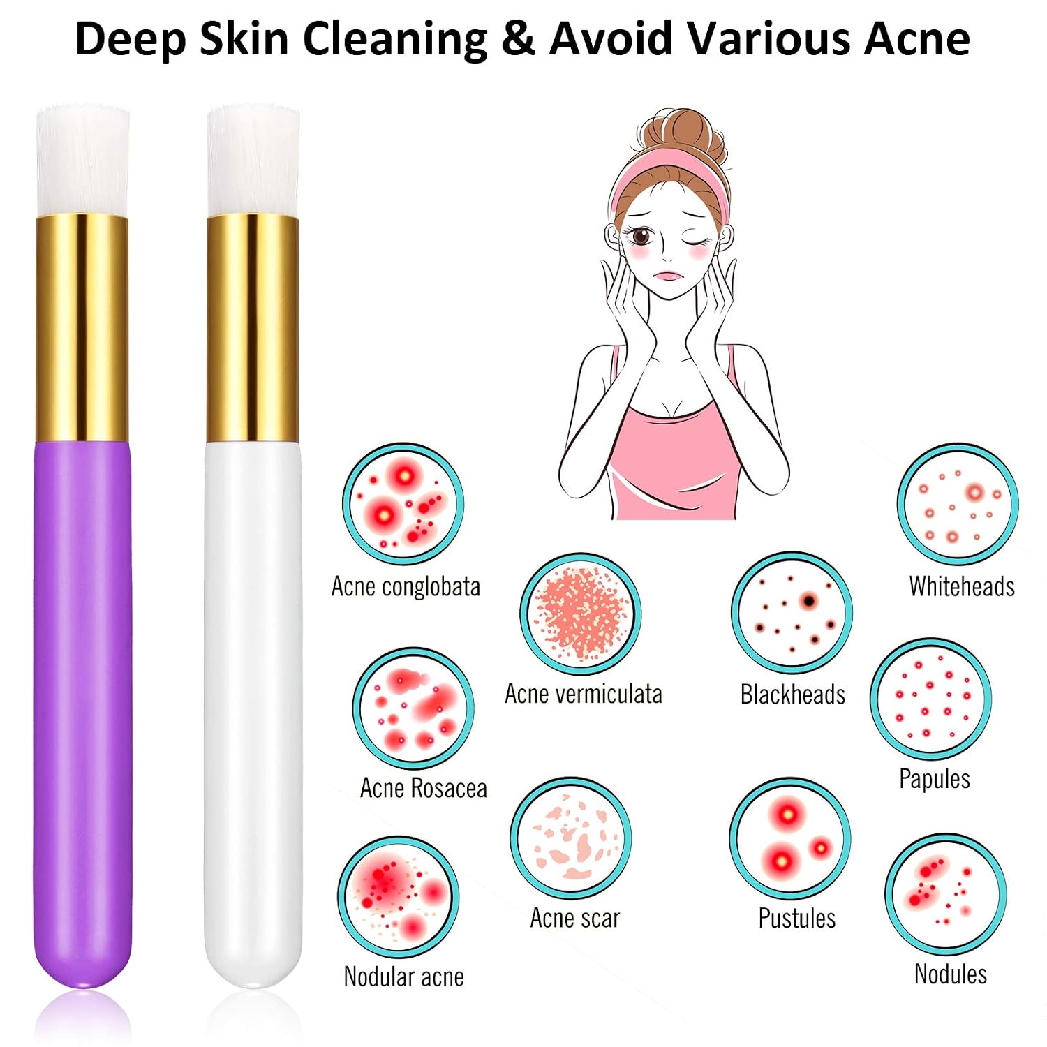 30 Pieces Lash Shampoo Brushes, Eyelash Extension Cleansing Brush Peel Off Blackhead Remover Tool Nose Pore Deep Cleaning Brush Cosmetic Lash Cleanser Brush Facial Cleansing Brushes (Purple, White)
