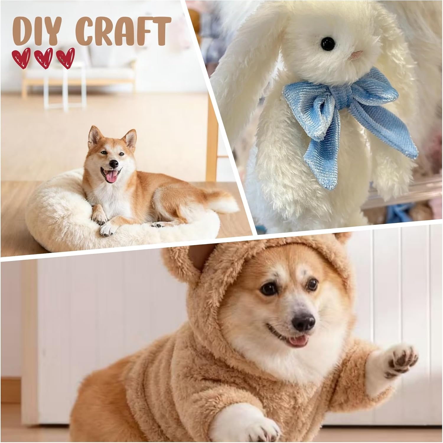 Faux Fur Fabric by The Yard, 72 Inch Wide Soft Brushed Shaggy Fleece Fabric Plush Craft Fur Fabric for Sewing,Apparel,Scarf,Dolls,Blanket,Decoration (White, 2 Yard)