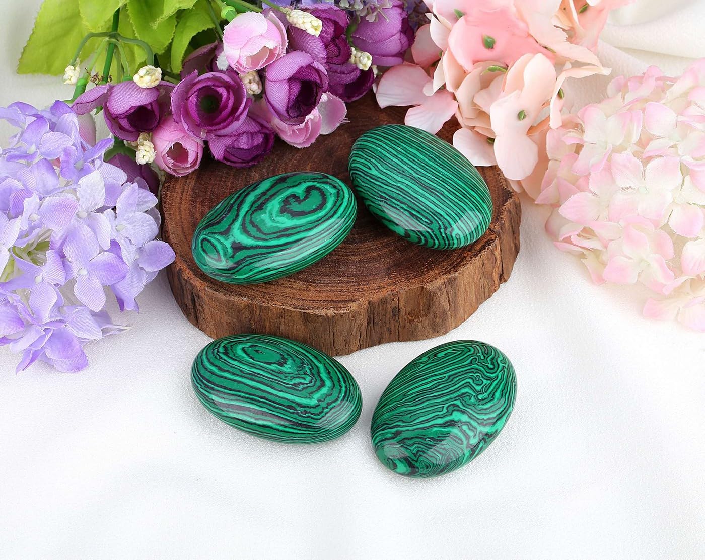 LAIDANLA Malachite 2.4" Large Palm Stone Healing Crystals Gemstones Calming Effects Energy Balancing Reiki Polished Worry Stone Cleansing Protection Anxiety Stress Relief... - Image 4