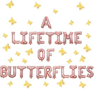 Butterfly Bridal Shower Decors A Lifetime of Butterflies Bachelorette Banner Rose Gold Bride to Be Party Decorations Kit Butterfly Wall Stickers Decor for Engagement Wedding Party