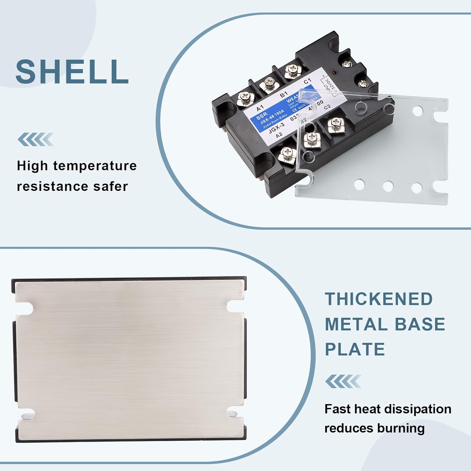 3 Phase Solid State Relay, JGX-48 100A, DC to AC, Input 4-32VDC to Output 480VAC 100A (1)