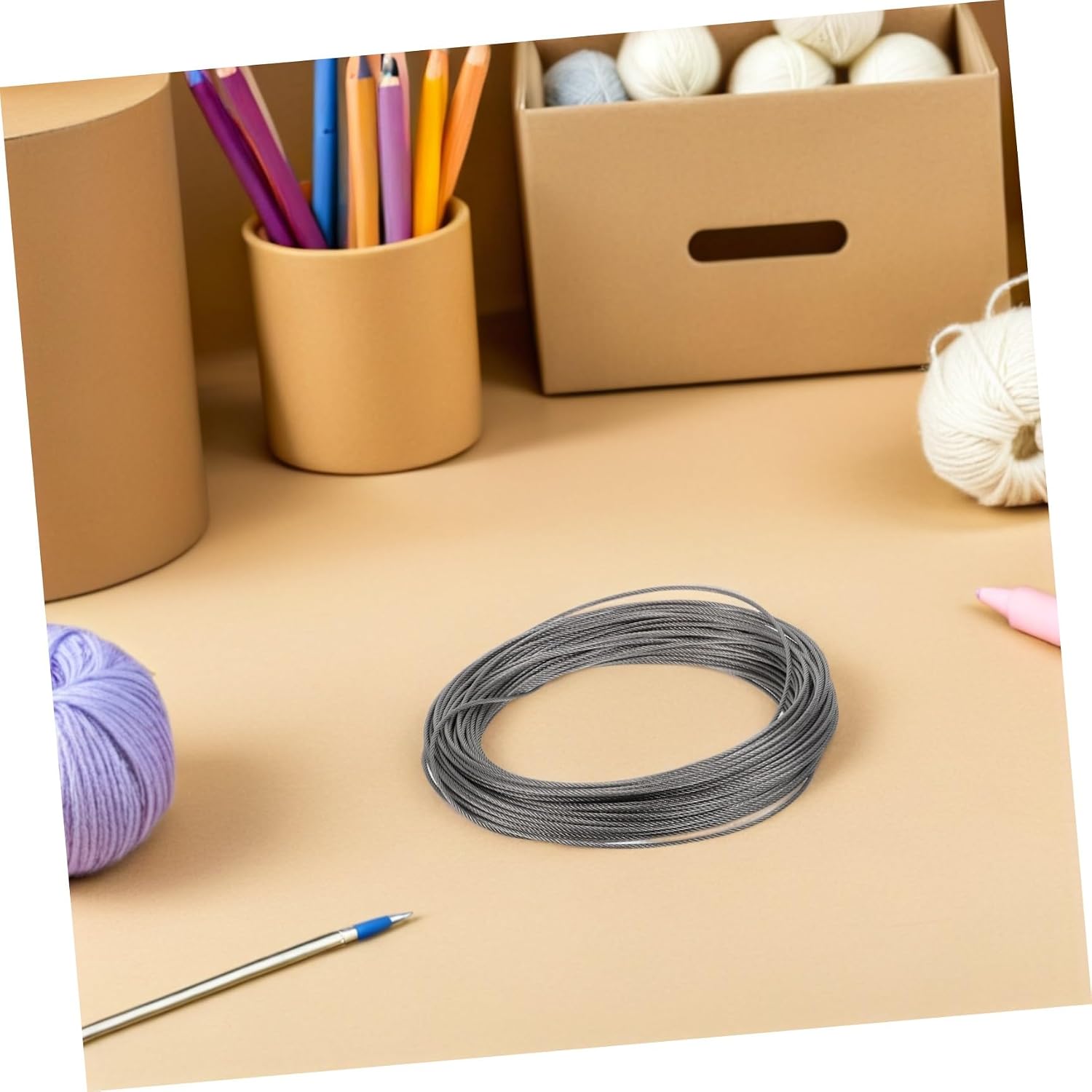 Stainless Steel Wire Rope Kit 1.5 Mm Diameter X 30 Meters Length | Silver Finish, Flexible Strand Core Cable for DIY Wire Railing Systems and Ceiling Sign Hanger Use, Ample Length