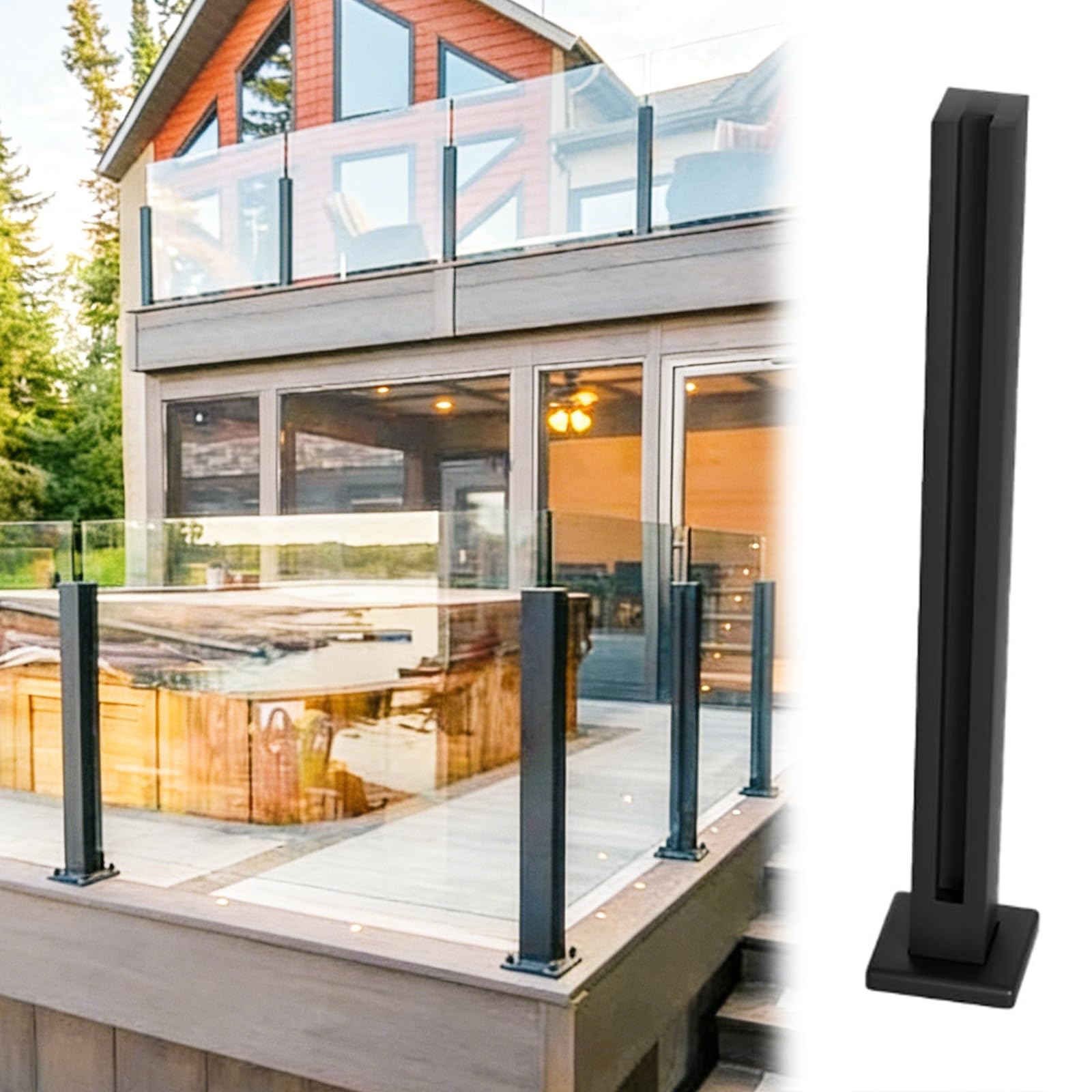 Poteau de serrage en verre de haute qualité avec base robuste de fixation