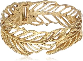 Estele24 Kt Gold Plated Fern Cuff Bracelet