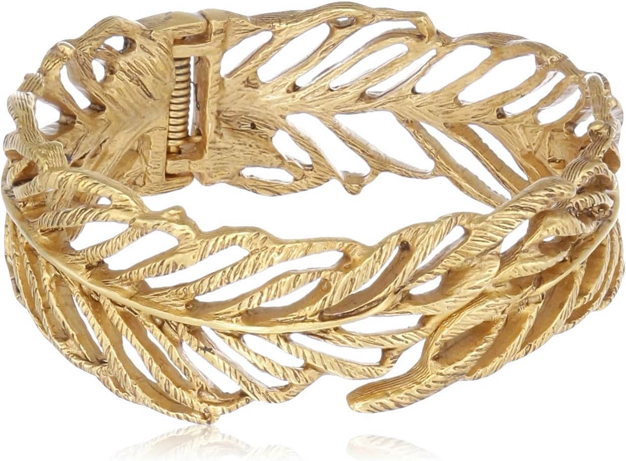 Estele24 Kt Gold Plated Fern Cuff Bracelet