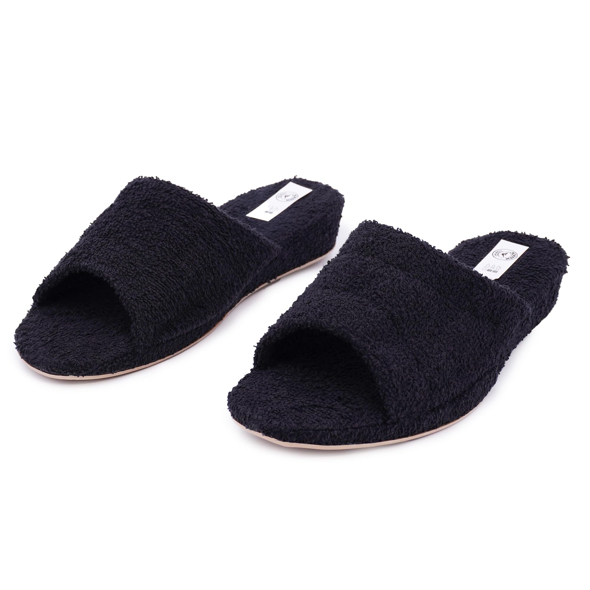 JOMIX Zapatillas Casa Mujer Rizo con Cuña Pantuflas de Toalla Abiertas Ligeras y Cómodas Plantilla Acolchada Suela Antideslizante Lavables en Lavadora para Uso Diario