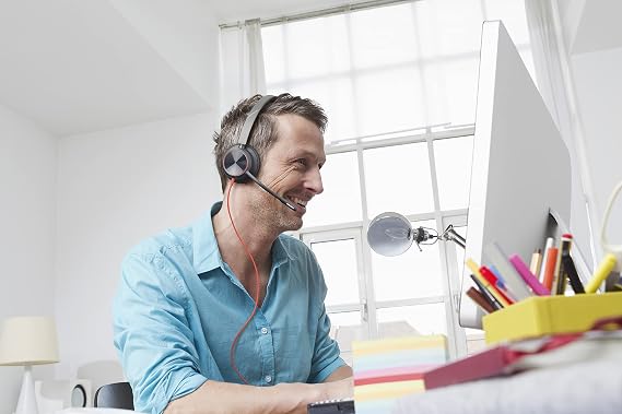Poly - Blackwire 8225 Wired Headset with Boom Mic (Plantronics) - Dual-Ear (Stereo) Computer-Headset, USB-A to Connect to your PC/Mac, Active Noise Canceling, Works with Teams (Certified), Zoom & more
