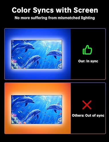 Miniatura 2 de FFJ Retroiluminación LED para TV con sensor, luces RGB cortables de 14.7 pies que cambian con TV para pantalla de 55 a 65 pulgadas y monitor de PC,