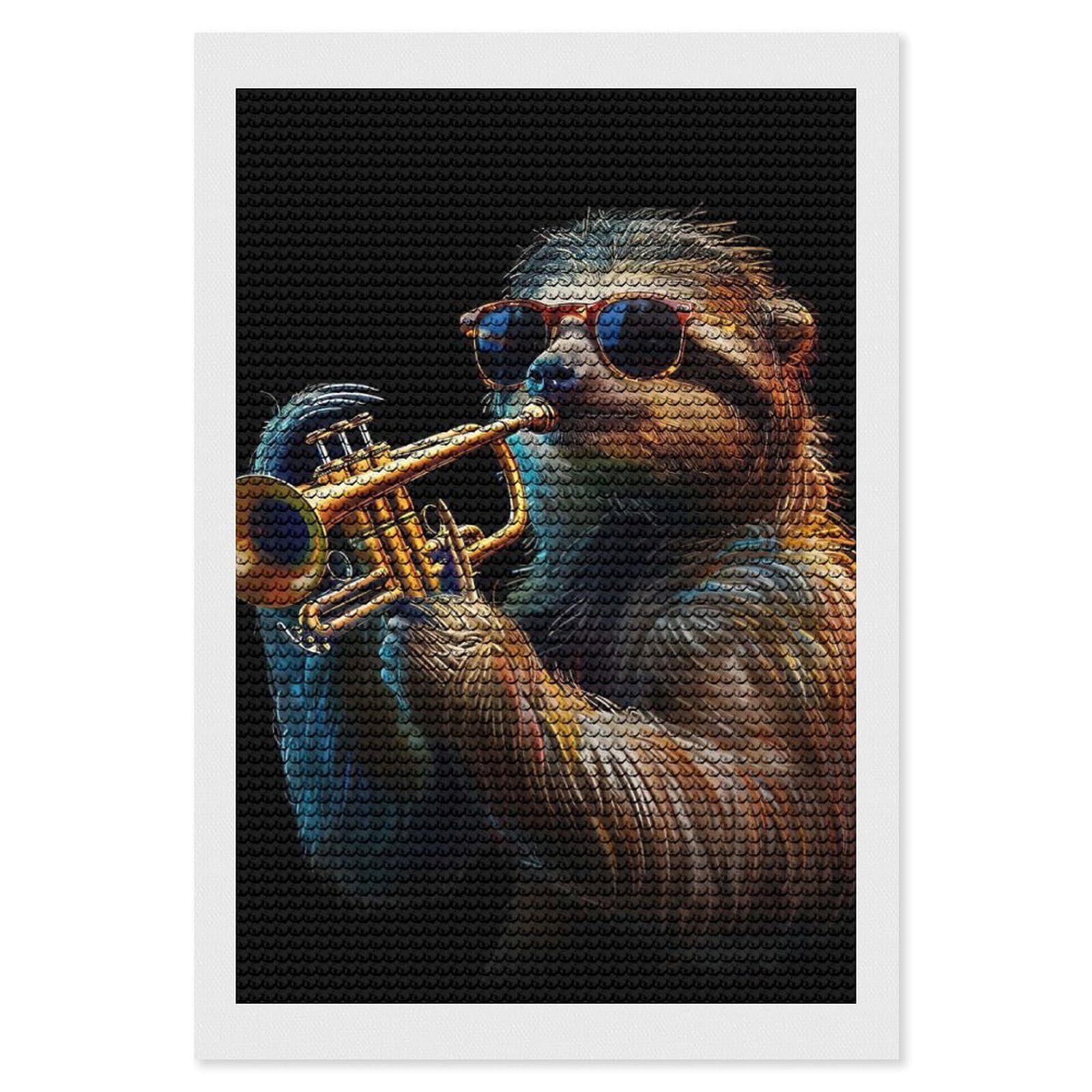 Junmoney Sloth Trumpet Diamond Painting Canvas Set 8"x12", Satisfying Creative Project, Easy to Follow Symbols, Fun Craft Experience