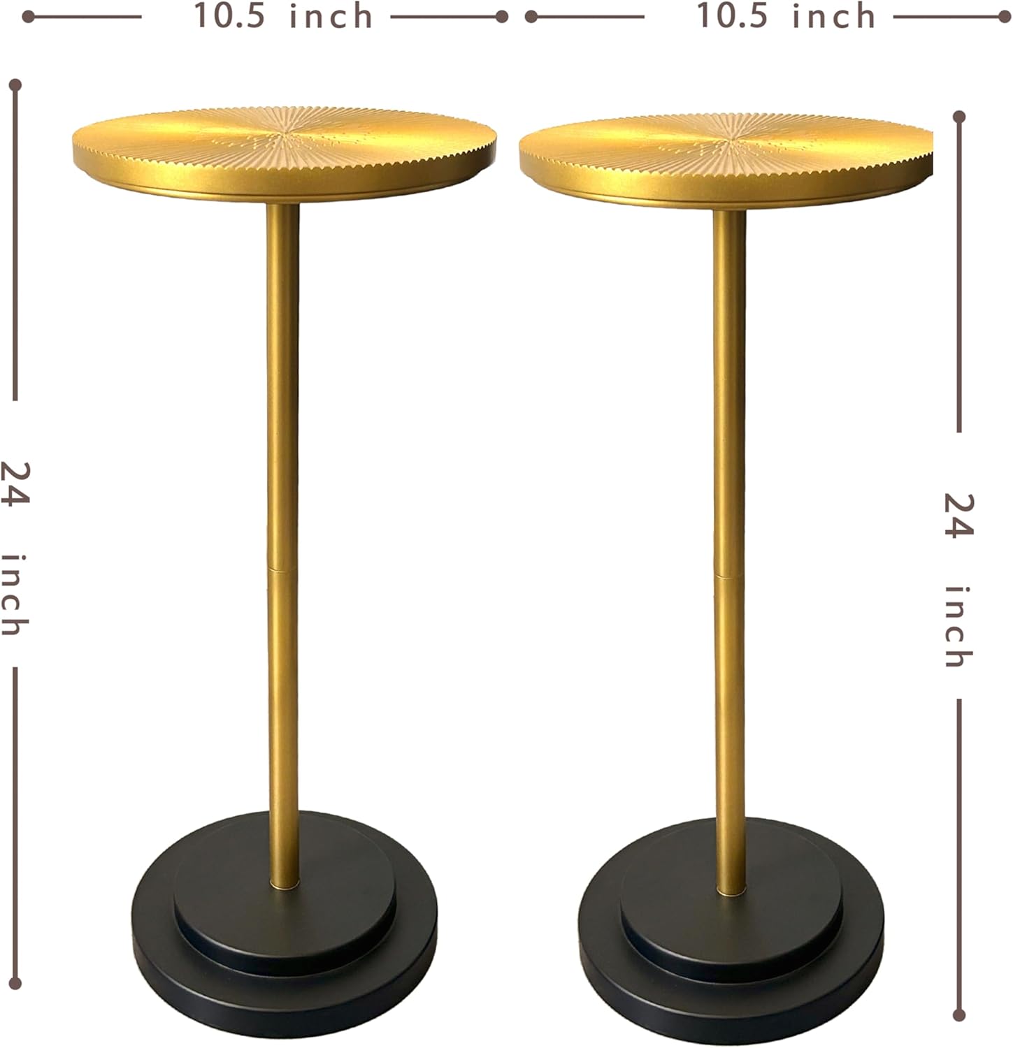 COVLON Drink Table Set of 2, Small Round Pedestal Side Table with Carved Top for Living Room, Bedroom, Small Space, Corners and Office, Gold and Black