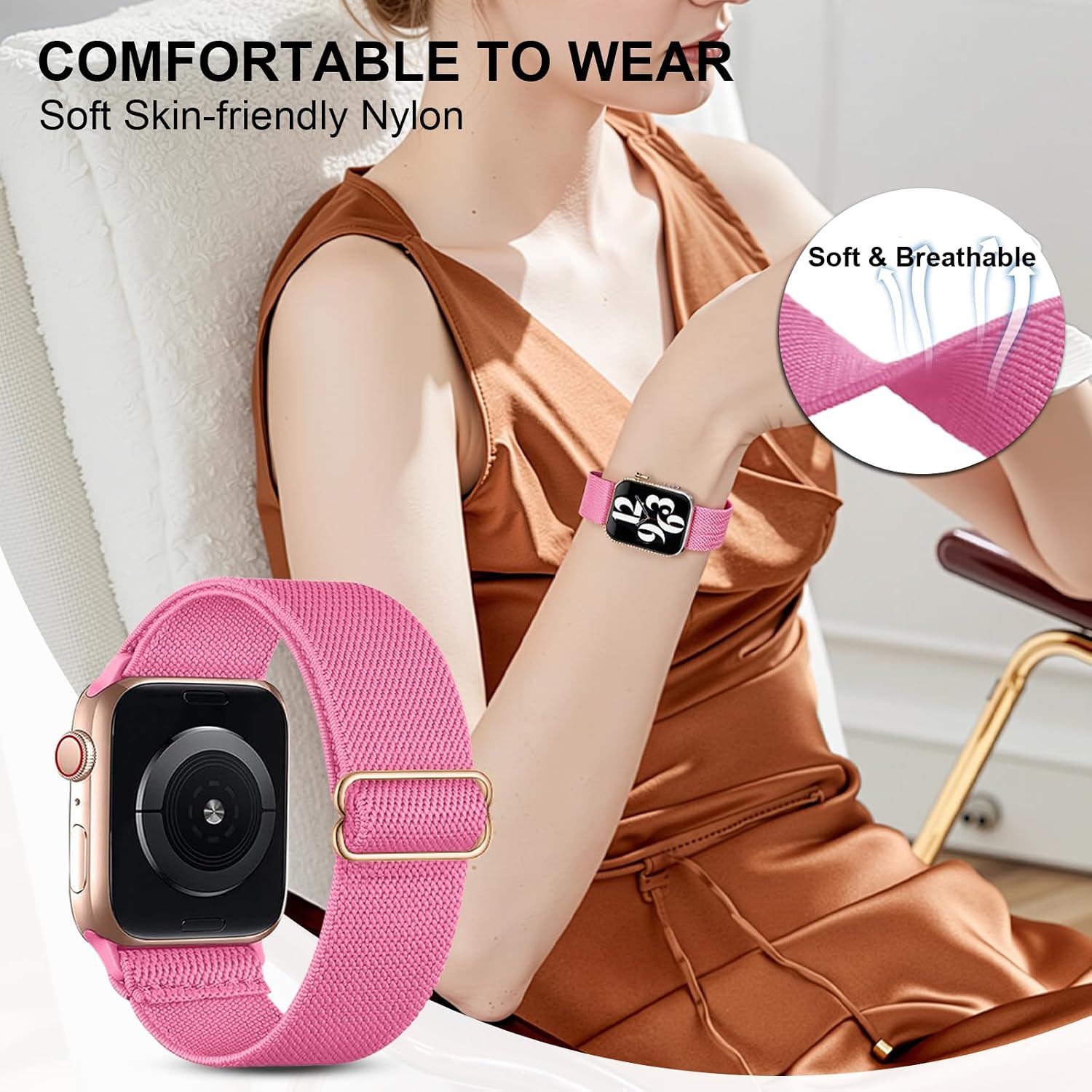 10 Pack Nylon Stretchy Band Compatible with Apple Watch Bands 40mm 41mm 42mm 44mm 45mm 46mm for Women Men, Watch Case(Compatible for Apple Watch Series 11 10 9 8 7 6 5 4 3 SE/2