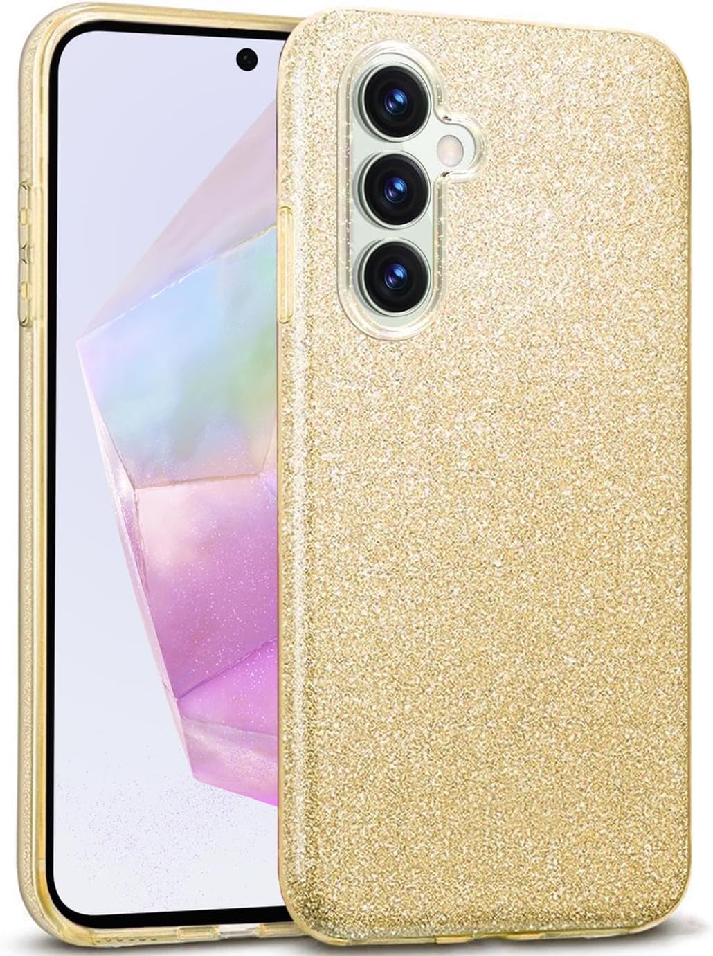 Verco Protective Case for Samsung Galaxy A55 5G Case Glitter Motif Mobile Phone Case for Samsung A55 5G Silicone TPU Cover Gold