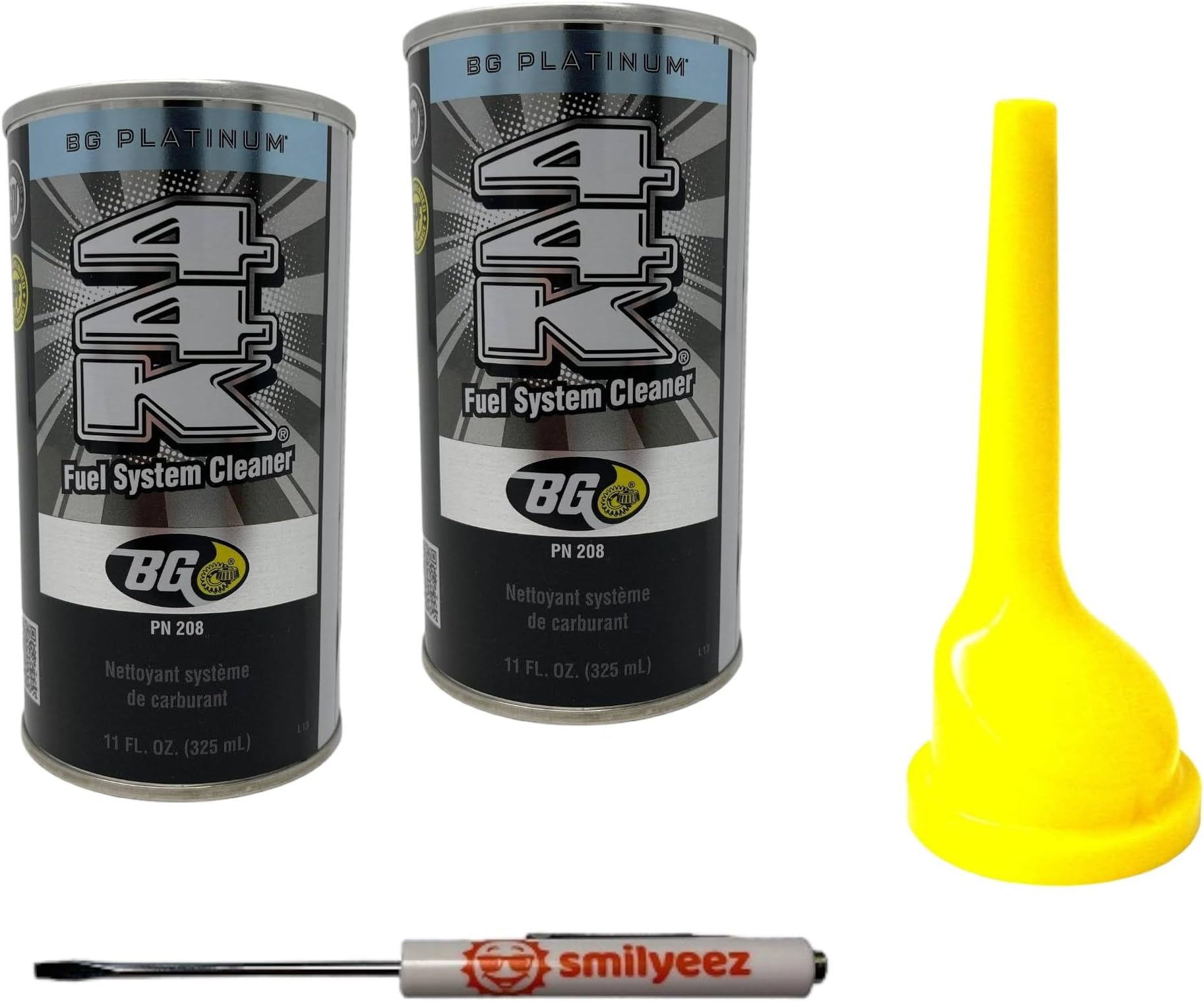 Smilyeez Listing for BG 44K Platinum Fuel System Cleaner and Funnel Combo Pack (2 Cans & 1 Funnel) with Pocket Screwdriver