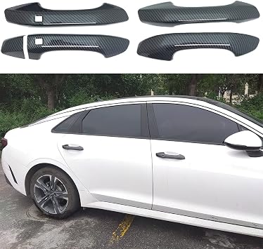 AOKIO ABS Carbon Fiber Style Exterior Door Handle Cover Trim for Kia K5 2020 2021 2022 2023 2024 2025 with Smart Keyhole Not for Optima 2015-2019