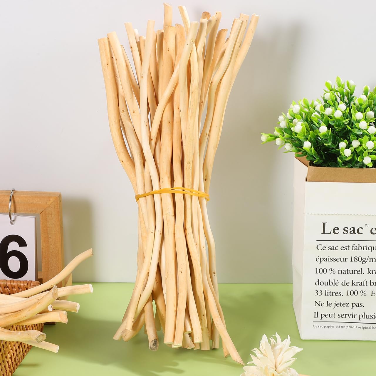 50pcs Natural Twigs for Craft, 11.81 inch Wood Log Sticks Driftwoods Twigs for DIY Crafts, Photo Props, Wall Decor