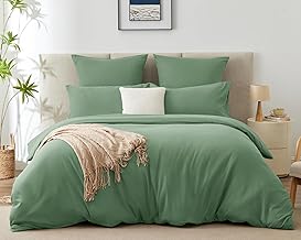 WAVVE Duvet Cover 220 x 240 cm with 2 Pillowcases 65 x 65 cm, Double Bed Set for 180 x 200 cm Bed with Zip, Microfibre Duvet Cover Sets, Green 220 x 240 cm, 240 x 220 cm