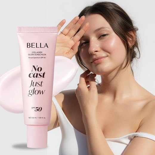 Bella Glow SPF 50 Sun Screen Broad Spectrum Daily Sunscreen - No White Cast Sunscreen, Hydrating, Moisturizing, Korean Tec...