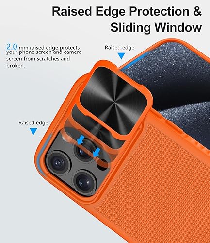 Miniatura 5 de SIXBOX Funda delgada mejorada para iPhone 15 Pro Max, cubierta deslizante integrada para cámara y borde de parachoques de TPU, funda rígida de