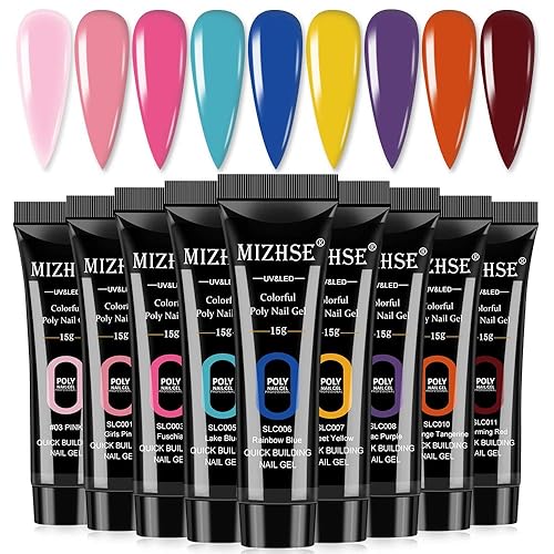 Miniatura 1 de MIZHSE Kit de uñas de poligel, kit de extensión de uñas de 8 colores, kit profesional de poligel de gel de construcción, kit de poligel profesional