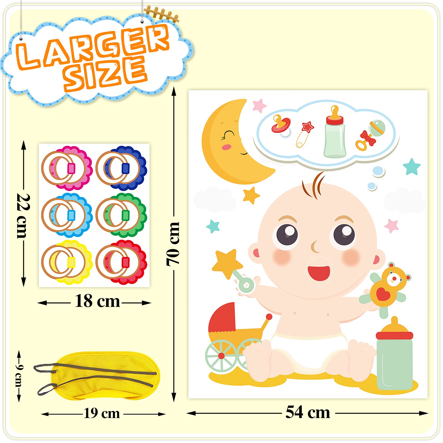 Baby Shower Game Pin The Dummy On The Baby 24 Player Blindfold and XL