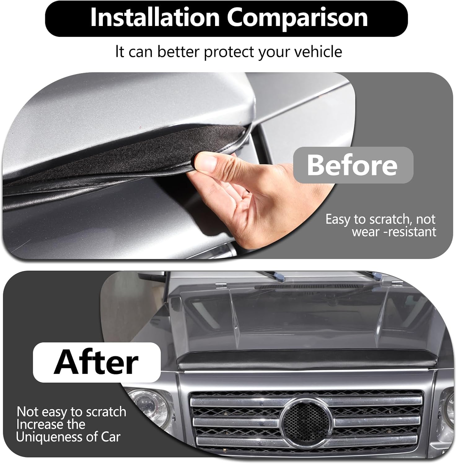 HAPPYHORSE for Mercedes-Benz G-Class W463 G63 G65 G55 G500 G550 G350d 2004-2018 Compatible Hood Trim, Front Hood Fender Trim moldings, Front Hood air Intake Grille Cover Parts