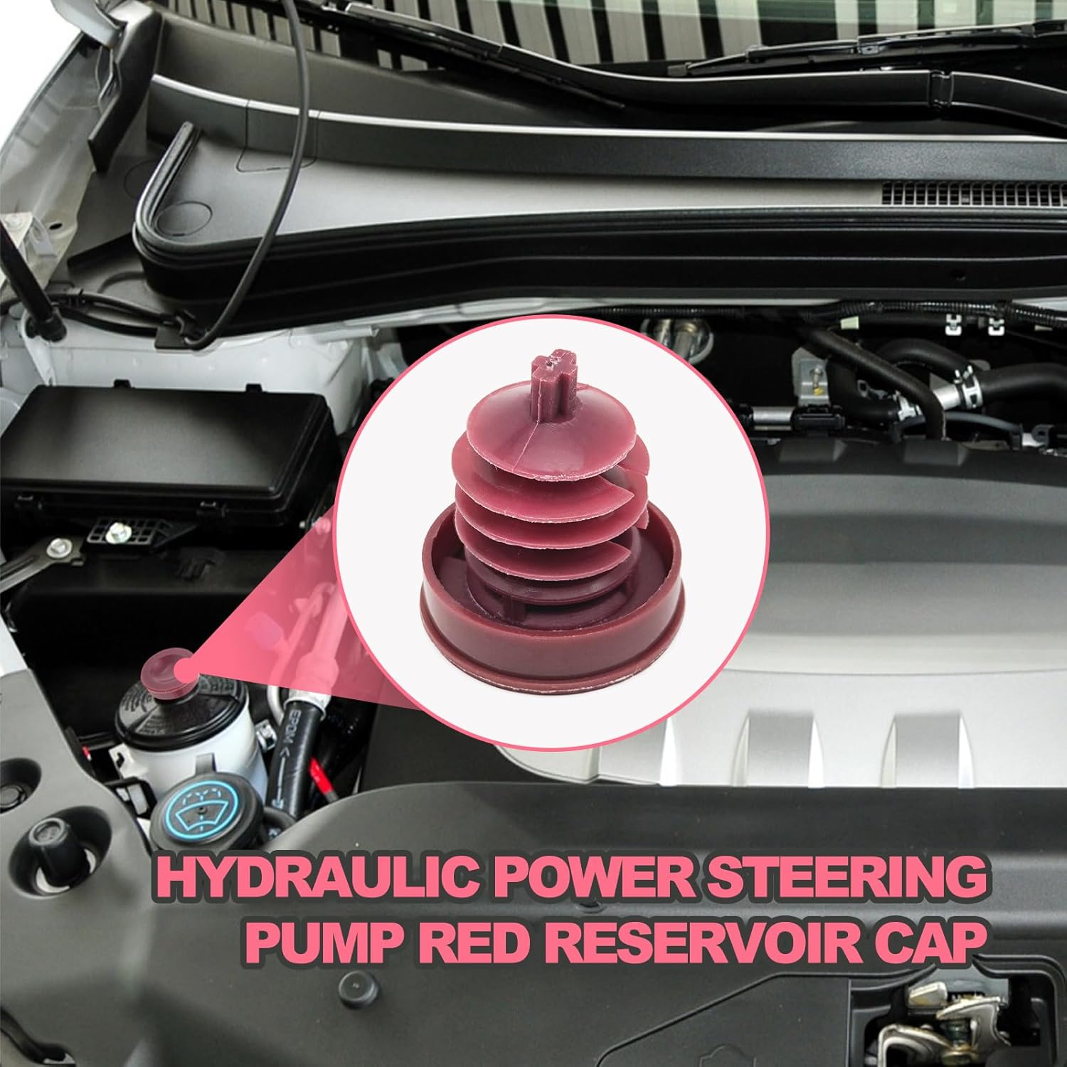 2Pcs Hydraulic Power Steering Cap, Compatible with Honda Acura, Replacement 53697-SB3-952 Power Steering Pump Reservoir Cap Plug Cover, Red