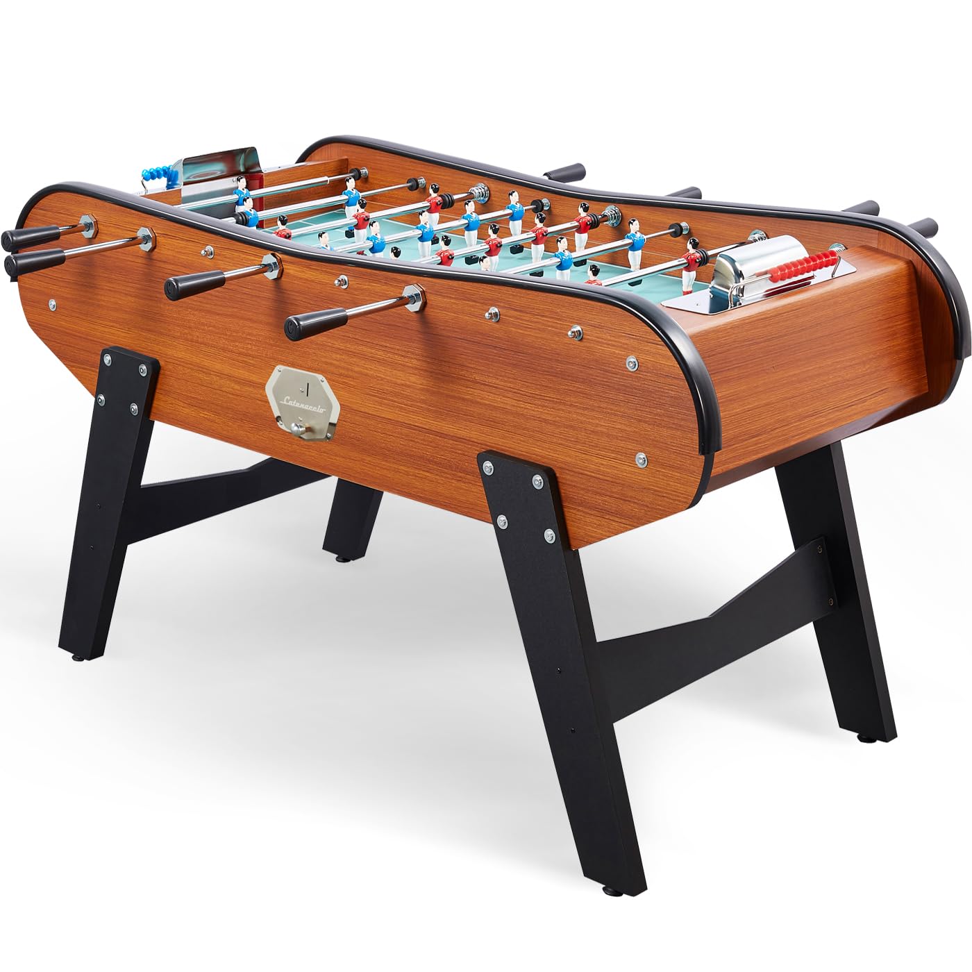 Catenaccio Babyfoot Adulte de Bar en Bois Foncé 161x110x95cm – Baby-​Foot de Café avec Monnayeur 1€ – Table de Jeux Robuste, Authentique, Style Bistrot