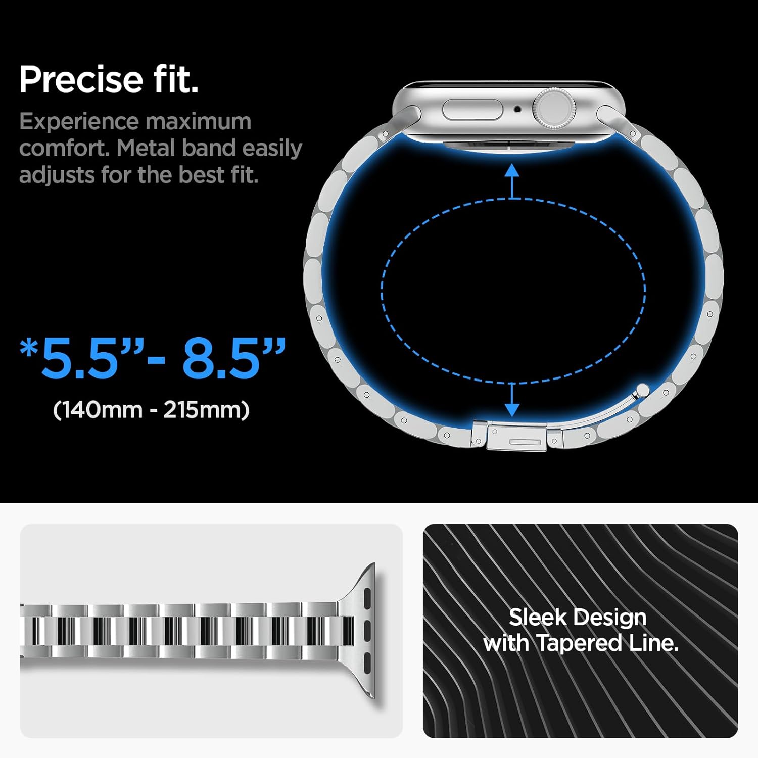 Spigen Modern Fit 316L Designed For Apple Watch Band Compatible with Ultra 3/2/1 49mm, Series 11/10 46/42mm, 9/8/7 45/41mm, SE3/SE2/SE/6/5/4 44/40mm, 3/2/1 42/38mm