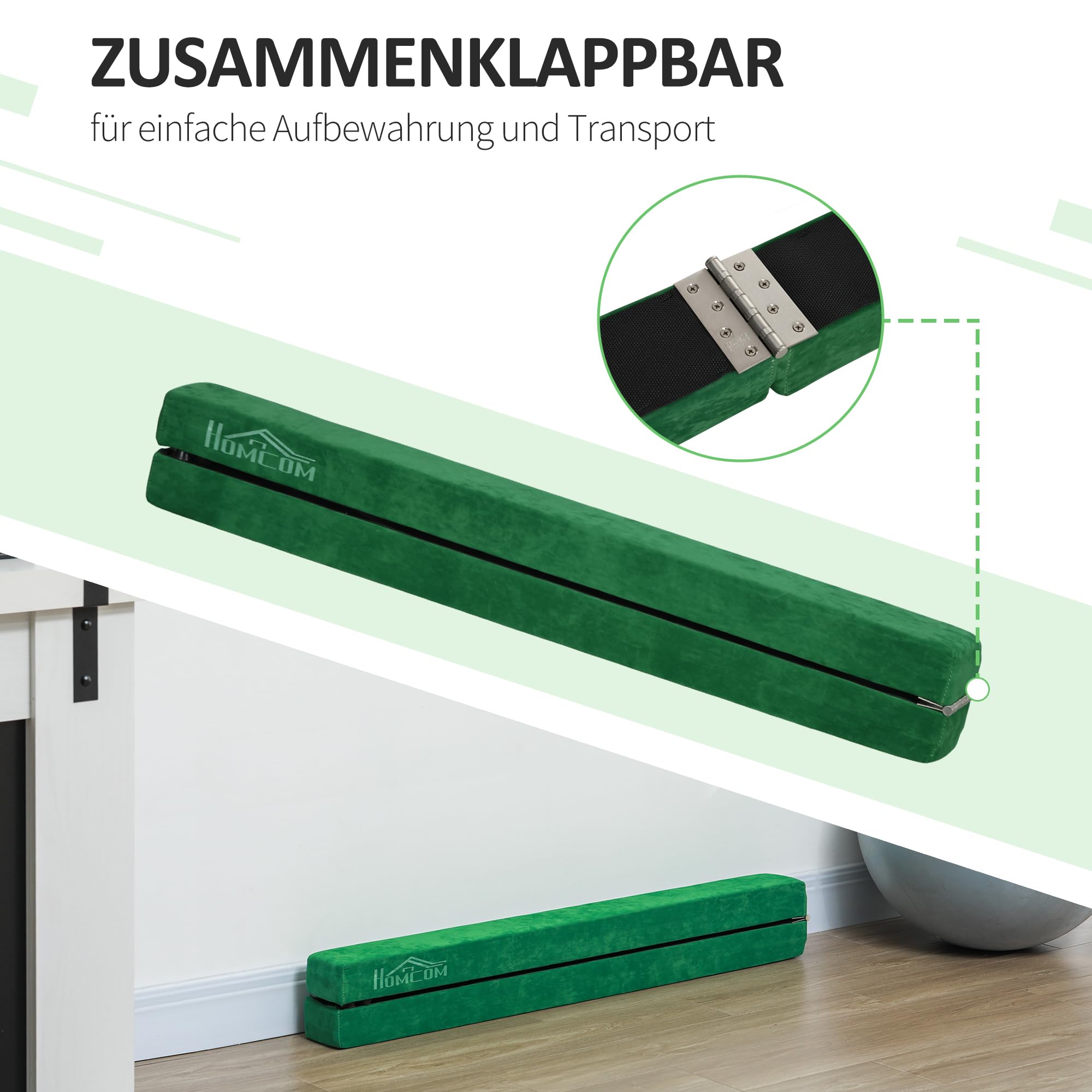 HOMCOM 210 cm Schwebebalken Turnbalken Indoor Outdoor Balance Beam Klappbarer Turnbalken Balance Balken Balancierbalken bis 120 kg