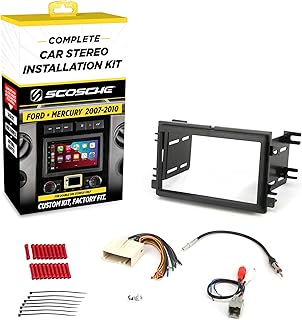 Scosche ICFD6BN Double DIN Radio Installation Dash Kit Compatible with Select 2007-2010 Ford and Mercury Vehicles - Complete Basic Aftermarket Car Stereo Install Kit - See Fit Guide Image for Vehicles
