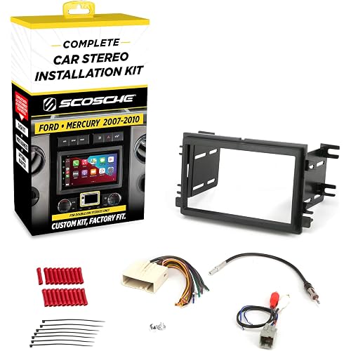 Scosche ICFD6BN Double DIN Radio Installation Dash Kit Compatible with Select 2007-2010 Ford and Mercury Vehicles - Complete Basic Aftermarket Car Stereo Install Kit - See Fit Guide Image for Vehicles