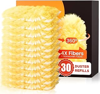 30 Count Heavy Duty Duster Refills for Swiffer, Multisurface 360° Larger Size Dusters with 4X Microfibers, Unscented Dispo
