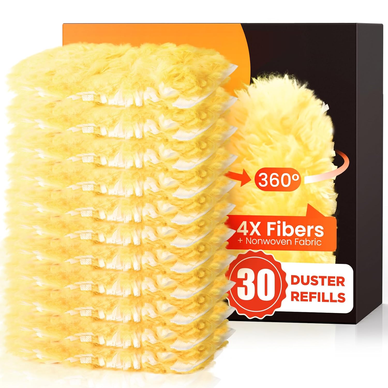 30 Count Heavy Duty Duster Refills for Swiffer Multisurface 360 Larger Size Dusters with 4X Microfibers Unscented Disposable