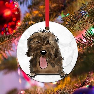 Ornament - Watercolor Peeking Dog Mom Pet Christmas Ornaments Bosnian Broken Haired Hound Ornaments Christmas Decorations Gift Pet Memorial Ceramic Xmas Tree Ornament Holiday Keepsake