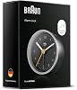 Braun klasik analog çalar saat, erteleme fonksiyonlu ve ışıklı, sessiz kuvars saat mekanizması, siyah ve gümüş renkte Crescendo alarmı, BC12SB modeli